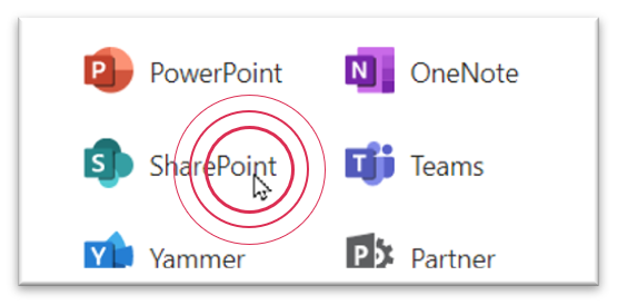 Mausklick auf SharePoint Symbol